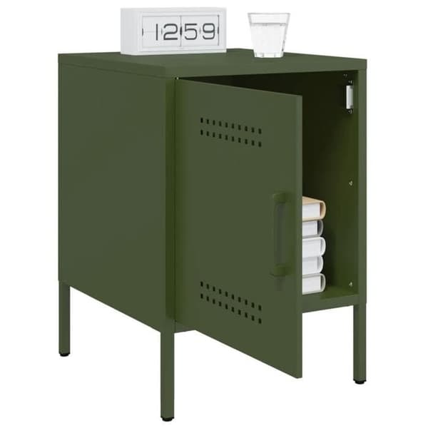 Sängbord - MAISON EXCLUSIVE - Maison Exclusive - Olivgrön - Solid stål - Set om 2 st 36x39x50,5 cm Olivgrön