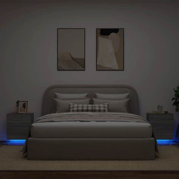 Maison Exclusive - Natborde og LED-lamper 2 stk sonoma grå sonoma grå