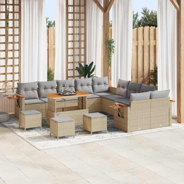 Havemøbel sæt - MAISON EXCLUSIVE - 14 dele - Beige - Poly rattan - Vejrbestandig modulær beige
