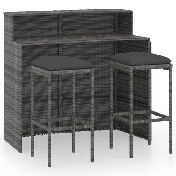 Maison Exclusive - Puutarhabaari-setti tyynyillä 3 kpl Harmaa Grå
