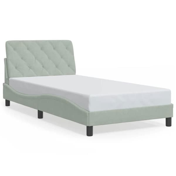 Maison Exclusive - Sängram med LED utan madrass ljusgrå 100x200cm sammet