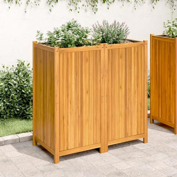 Maison Exclusive - Blomlåda med foder 100x50x100 cm massiv akaciaträ