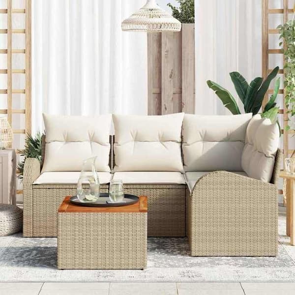 Maison Exclusive - 5-delt havemøbel sæt i beige polyrotin