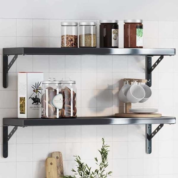 Maison Exclusive - Hyldestøtter 4 stk 23,5x2,5x15,5cm sort rustfrit stål Svart