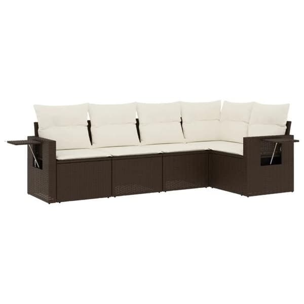 Maison Exclusive - Trädgårdsmöbler med kuddar 5 delar brun flätad resin