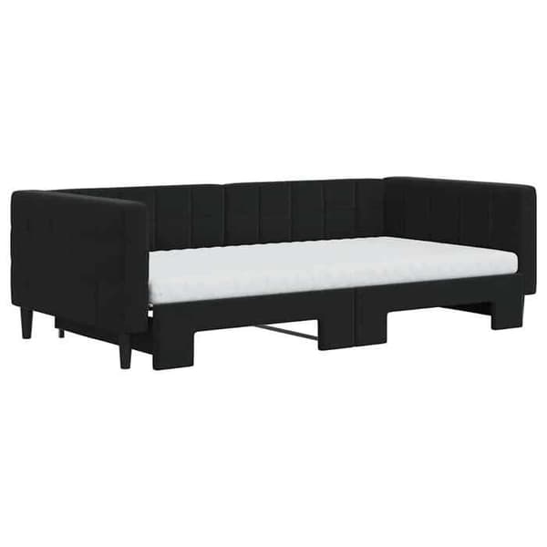 Päivävuode - EXCLUSIVE KOTI - Alusvuode - 100 x 200 cm - Musta sametti - Patja mukana Svart