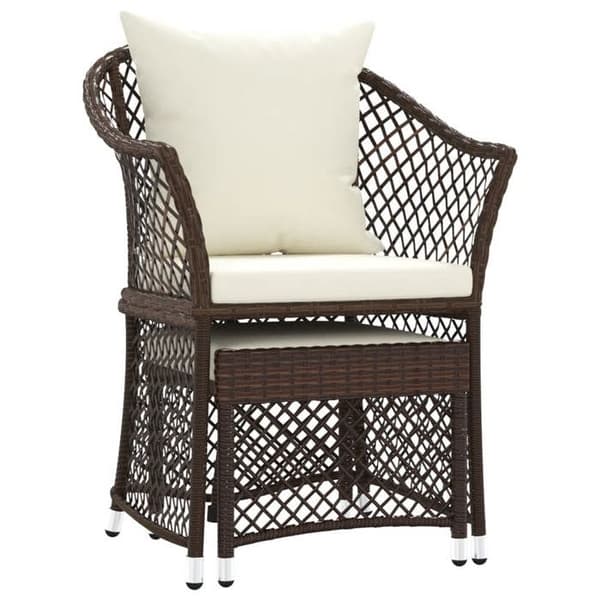 Maison Exclusive - Trädgårdsmöbler 2 delar med kuddar Brun Flätad resin brun