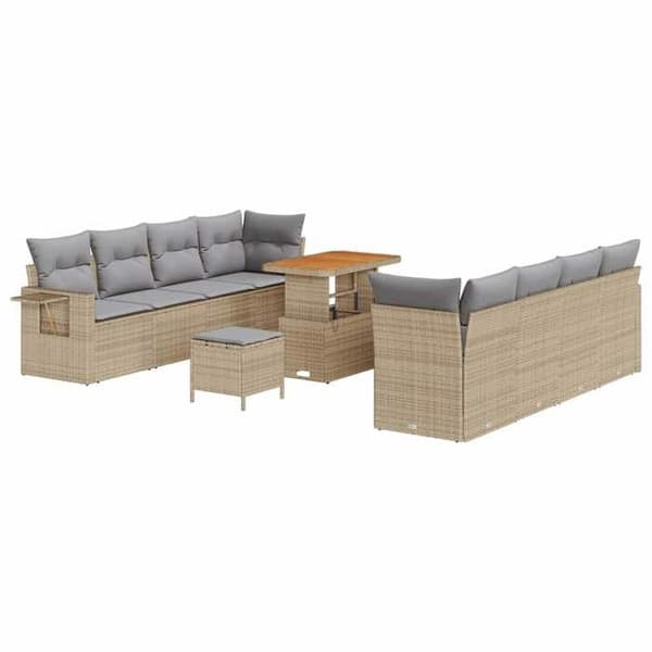 Maison Exclusive - 11 osan beige polyrottinkinen puutarhakalustesetti beige