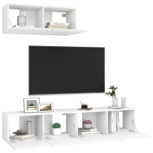 Maison Exclusive - TV-møbler 3 stk Hvid Ingeniørtræ Matt vit