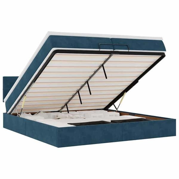 Maison Exclusive - Ottoman sängram med mörkblå madrass 200x200 cm sammet