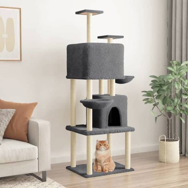 Maison Exclusive - Kattekradse med sisal i mørkegrå 180 cm