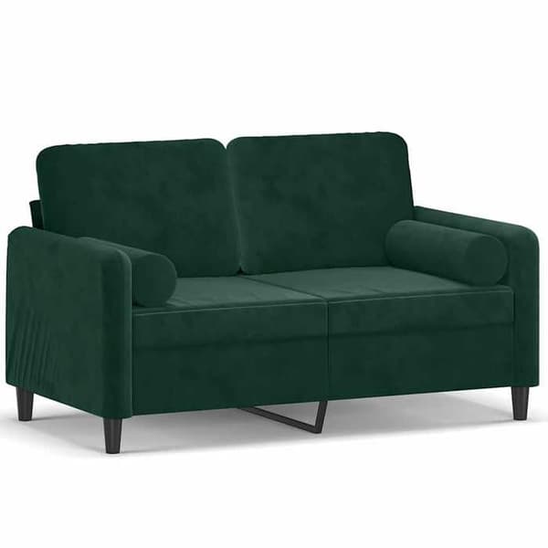 Maison Exclusive - Soffa 2 platser med mörkgröna kuddar 120 cm sammet mörkgrön