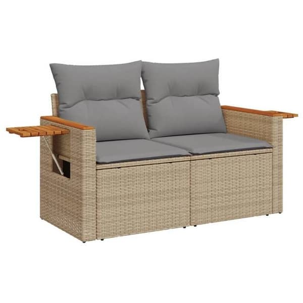 Maison Exclusive - Trädgårdsmöbler med kuddar 6 delar beige flätad resin