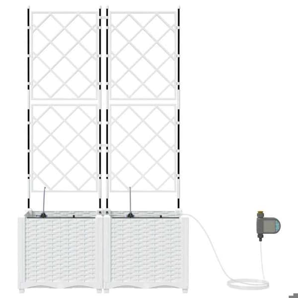 Jardiniär - EXKLUSIV HEM - 2 st - Vit - Hållbar polypropen - 80 x 40 x 142 cm Vit