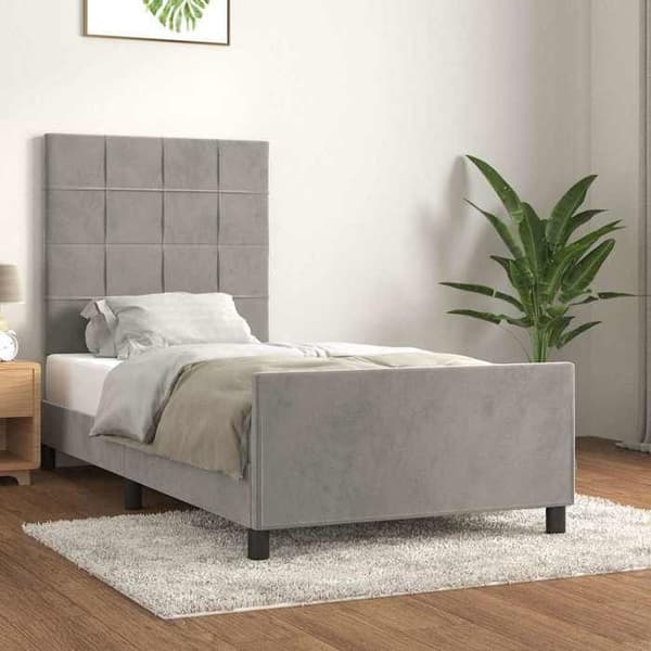 Maison Exclusive - Sengebund uden madras lys grå 80x200 cm velour Ljusgrått