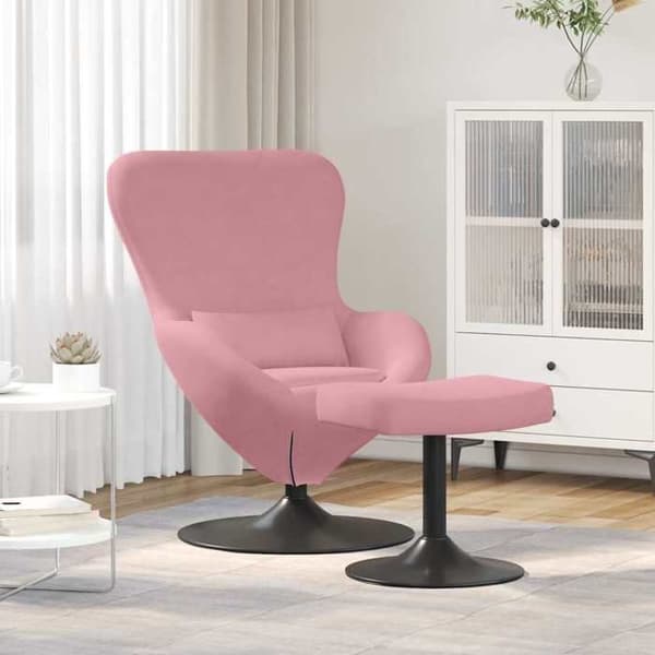 Fåtöljer & Relaxfåtöljer - MAISON EXCLUSIVE - Äggstol - Rosa sammet - 360° svängbar bas - Med puff Ros