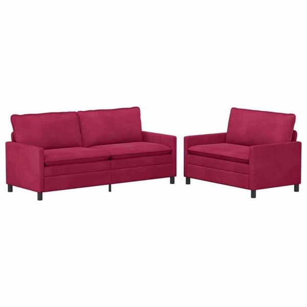 Maison Exclusive - Soffgrupp 2 delar Bordeaux Sammet