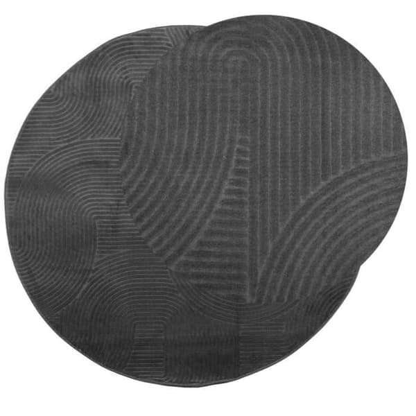 Tæppe - EKSKLUSIVT HUS - IZA - Rund Ø200 cm - Korte hår - Polyester - Antracit antracit