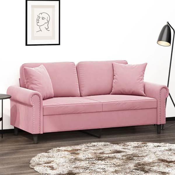 Maison Exclusive - Soffa 2 platser med dekorativa kuddar rosa 140 cm sammet rosa
