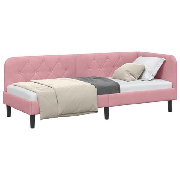 Sängram i hörn - EXKLUSIV HEM - Modell L - Sammet - 80 x 200 cm - Bäddsoffa Ros