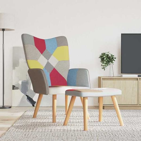 Maison Exclusive - Avkopplingsstol med fotstöd Patchwork Tyg