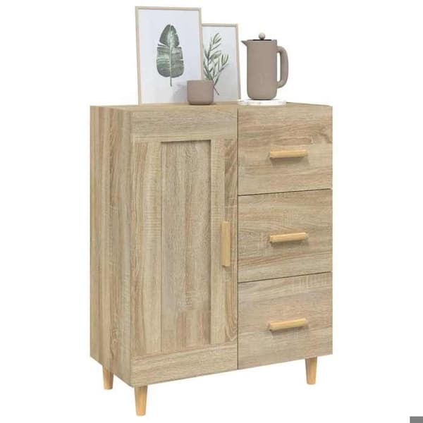 Buffé - EXKLUSIVT HUS - Sonoma-ek - 69,5x34x90 cm - Ingenjörsträ - Väggmontering ingår Sonoma ek