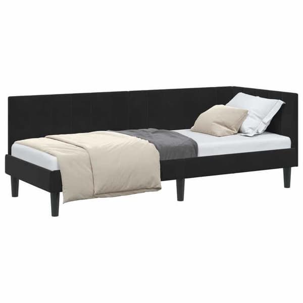Maison Exclusive - Musta kulmasänky 80 cm x 200 cm Sametti