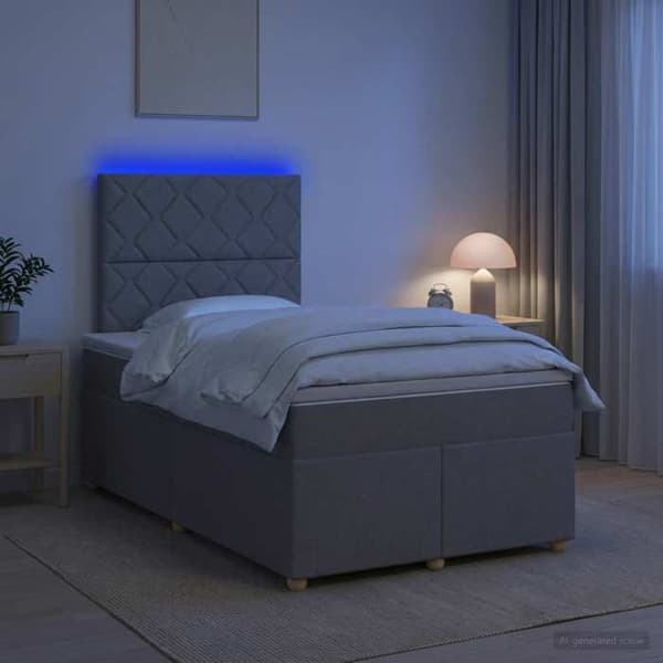 Maison Exclusive - Boxspring seng med madras Lys grå 120 x 190 cm Stof Ljusgrått