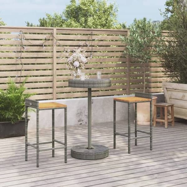 Maison Exclusive - Havebar sæt 3 dele grå poly rattan/massiv akacietræ