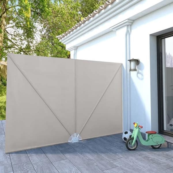 Sidoöverdrag - EXKLUSIVT HUS - Fällbart sidoöverdrag - 300 x 200 cm - Kräm - Hållbar polyester Grädde