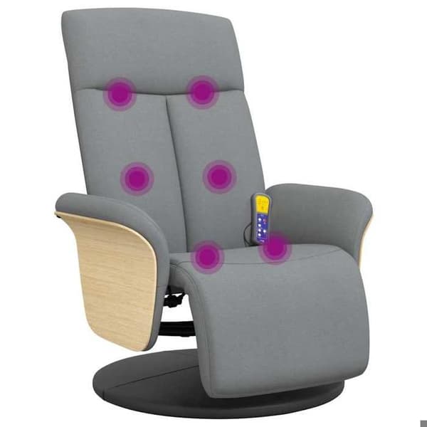 Maison Exclusive - Massagestol med vippefunktion og lys grå stoffodskammel