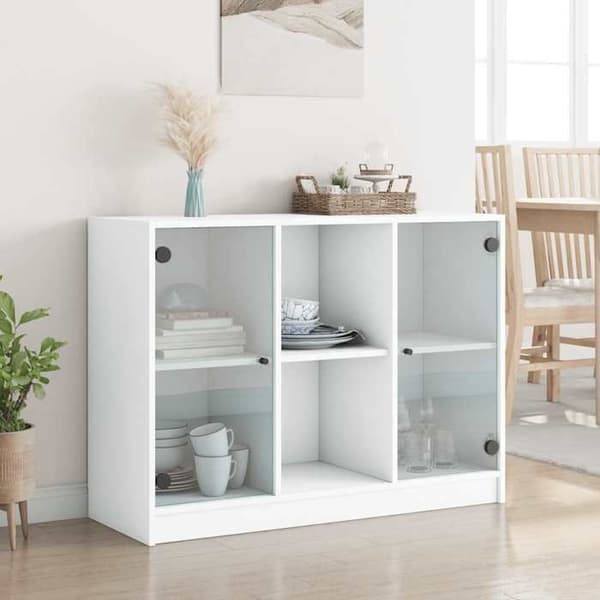 Maison Exclusive - Buffé vit 102x37x75,5 cm ingenjörsträ