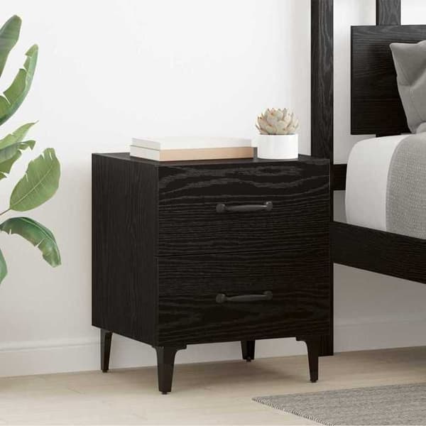 Maison Exclusive - Sengeskab Sort eg 40 x 35 x 47,5 cm Ingeniørtræ