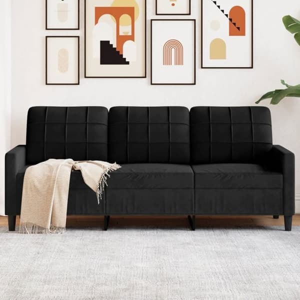 Maison Exclusive - 3-paikkainen sohva musta 180 cm sametti Svart