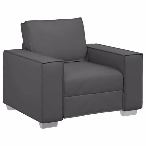 Fåtölj - EXKLUSIVT HEM - Klassisk rektangulär form - Grå konstläder - 1 plats - 100 cm Grå