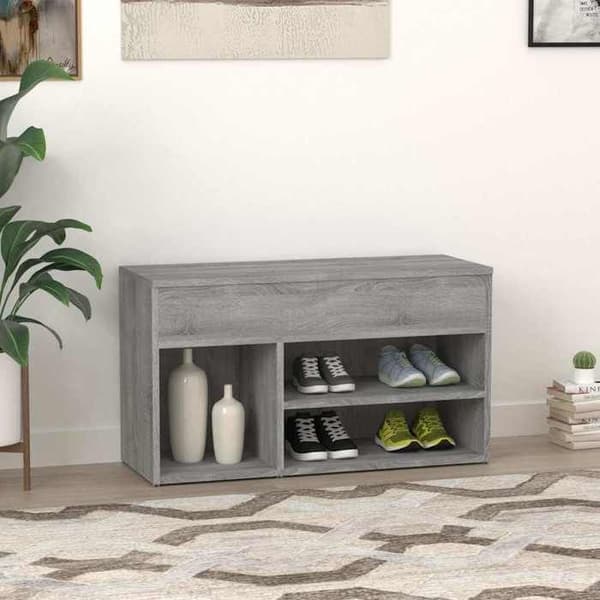 Sko bænk - EKSKLUSIV HUS - Sonoma - Grå - 80x30x45 cm - Ingeniørtræ grå