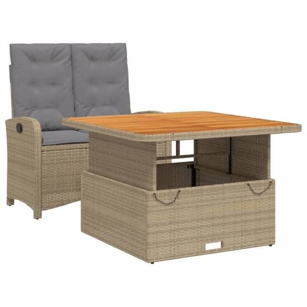 Maison Exclusive - Puutarhakalusteryhmä ja 2 kpl beige polyrottinkityynyä