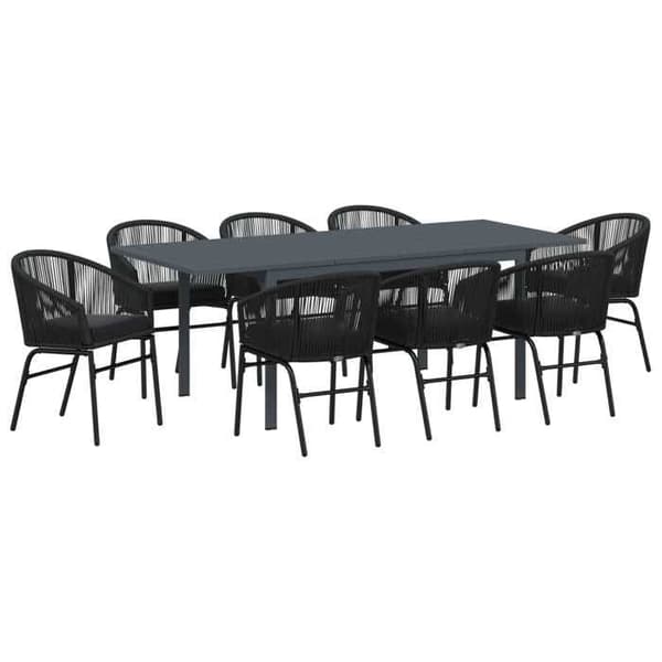 Maison Exclusive - 9 pc have spisebordssæt i sort polyrotin Svart
