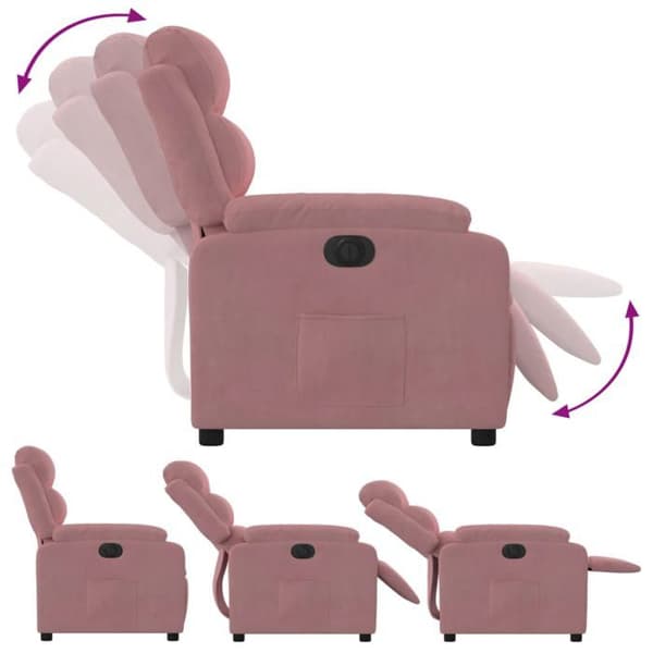 Maison Exclusive - Elektrisk lutbar fåtölj i rosa sammet
