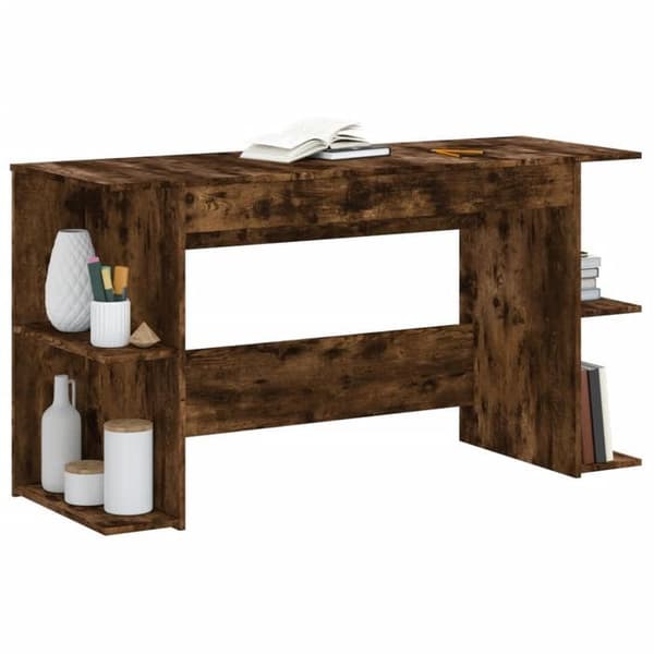 Maison Exclusive - Røget egetræ skrivebord 140x50x75 cm ingeniørtræ Rökt ek