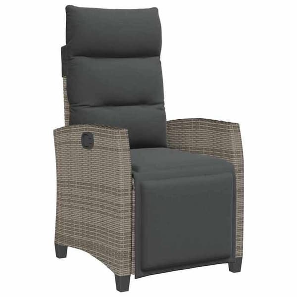 Maison Exclusive - Justerbar havestol med sidebord i grå polyrotin Grå (polyrotin)