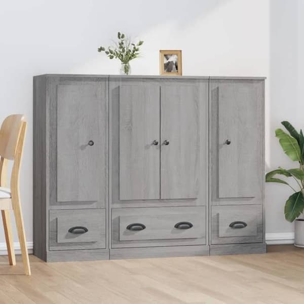 Maison Exclusive - Bufféer 3 st sonoma grå ingenjörsträ Sonoma grå