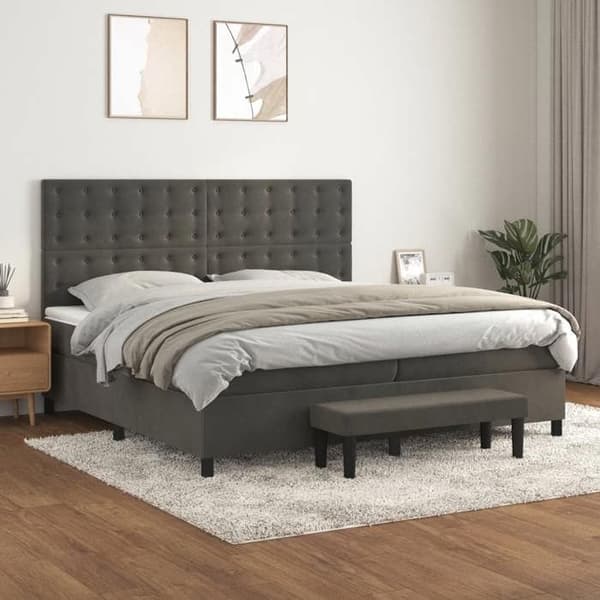 Maison Exclusive - Sänkylaatikko ja harmaa samettimatrassi 200x200cm