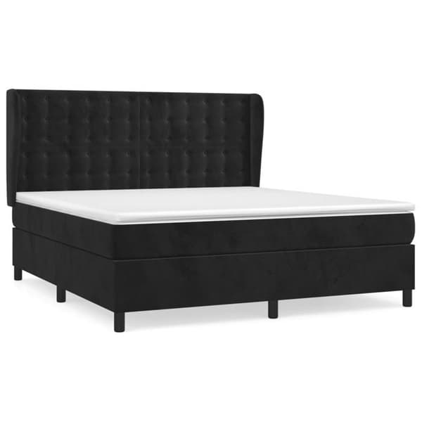 Maison Exclusive - Seng med lameller og madras Sort 180x200 cm Velour