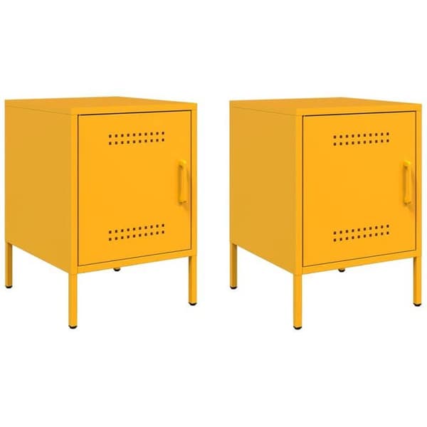 Maison Exclusive - Sängbord 2 st senapsgul 36x39x50,5 cm stål