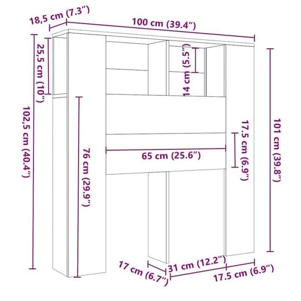 Maison Exclusive - Sänggavel Sonoma grå 100x18,5x102,5 cm
