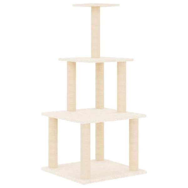 Maison Exclusive - Kissanpuu, jossa on kreppikuituinen raapimispuu, 111 cm grädde