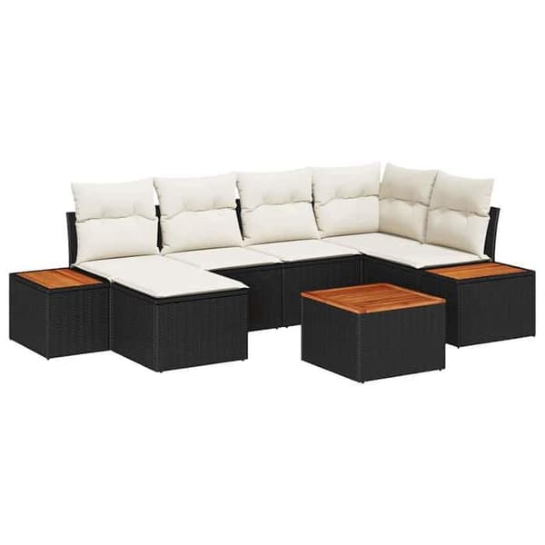 Trädgårdsmöbelset - EXKLUSIV HEM - 7-delat set - 6 platser - Poly rattan & akacia