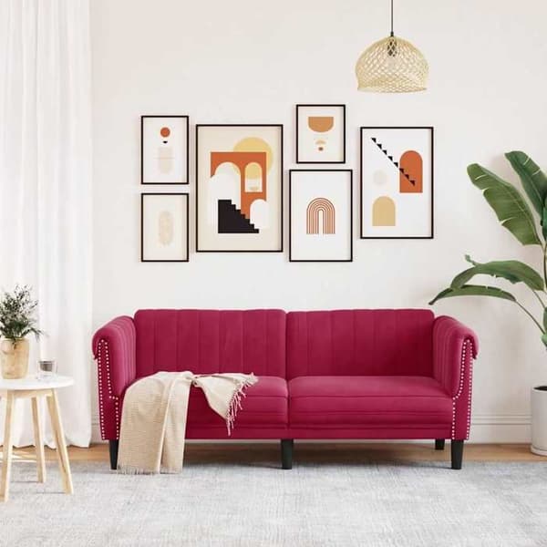 Maison Exclusive - Rød bordeaux velour 2-personers sofa
