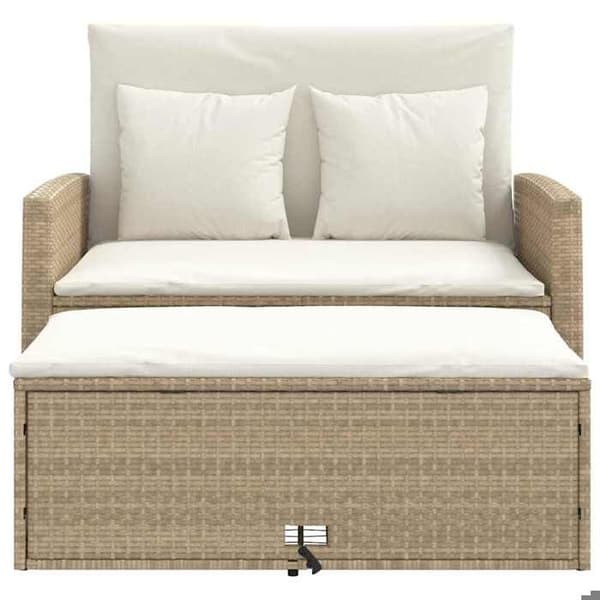 Maison Exclusive - Trädgårdsoffa med kuddar 2 platser beige flätad resin